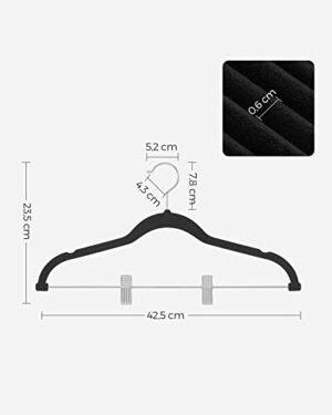 Songmics Housuripustimet Setti 12 samettiripustimia säädettävillä pidikkeillä Pituus 42,5 cm Liukumaton Tilansäästö hameille Takit Mekot Musta CRF12B - Image 7
