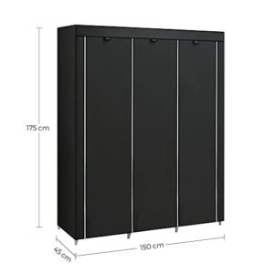 Songmics RYG12B Taitettava vaatekaappi, kangaskaappi, taitettava naulakko kahdella vaatetankolla, 175 x 150 x 45 cm, musta, kangas - Image 6