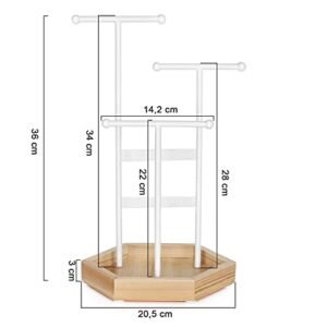 Songmics-korujen esittelytelineen pidike, metalli-puukorut puukaulakorut, rannekorut, korvakorut, nastat, sormukset, lahjatytöt naiset, valkoinen JJS03NW - Image 4