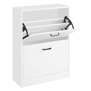 Vasagle LBC02WTV1 kenkäkaappi 2 ovella, kenkäkaappi 2 lokeroa, eteiseen, olohuoneeseen, makuuhuoneeseen, 60 x 24 x 80 cm, valkoinen