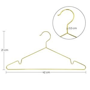 Songmics 20 kappaleen pakkaus vahvat metalliset vaateripustimet kromipinnoitetut vaateripustimet ruosteenkestävä tilaa säästävä Kestävä 42 cm kultainen cri044g01 - Image 5