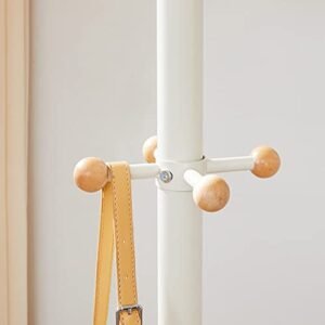 Songmics vaateripustin, vapaasti seisova metallinen takkipuu, 11 koukkua puisilla päillä, takkeihin, hattuihin, laukkuihin, 53,5 x 53,5 x 173 cm, valkoinen RCR028W01 - Image 4