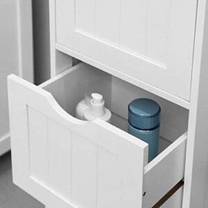 Vasagle kylpyhuoneen lattiasäilytyskaappi Ohut säilytysyksikkö 3 laatikkoa 32 x 30 x 81 cm kylpyhuoneeseen Olohuoneeseen Makuuhuoneeseen Keittiöön pohjoismainen skandinaavinen tyyli Matt White BBC50WT - Image 6