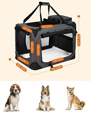 Feandrea koirankuljetusreppu, taitettu kangas Pet Carrier, 70 x 52 x 52 cm, harmaa - Image 4
