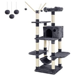 Feandrea Cat Tree, Kissa-asunto riippumatolla, Cat Tower, savunharmaa PCT86G