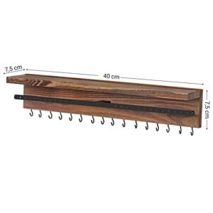 Songmics-korujen järjestäjä, seinään kiinnitettävä koruesittely hyllyllä, koukut, korvakorut, rannekorun pidike, lahja, maalaismainen ruskea JJS10CB - Image 5