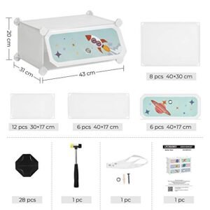 Songmics 6 lokero lasten kenkäteline Säilytysyksikkö Lukittava Järjestäjäkaappi lapsille Muovihyllyillä Modulaarinen vaatekaappi ovilla 43 x 31 x 105 cm Valkoinen LPC904W01 - Image 6