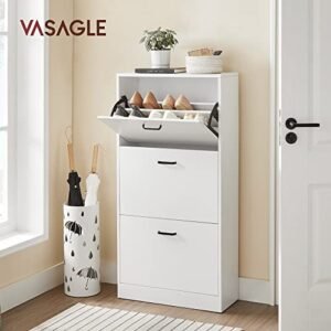 Vasagle kenkäkaappi 3 laatikolla kenkäteline kenkäkaappi 3 osastolla säädettävä eteiseen olohuone makuuhuone 60 x 24 x 120 cm (P x L x K), valkoinen LBC03WTV1 - Image 2