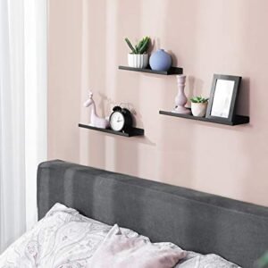 Songmics-metalliset seinähyllyt, 3 kelluvan hyllyn sarja, teollinen tyyli, koristeisiin, valokuvakehykset, pikkuhousut, mukana 6 kiinnitysruuvia, useita asetteluja, musta LFS12BK - Image 3