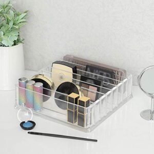 Songmics Makeup Organizer, kosmetiikkasäilytys, 7 säädettävää hyllyä, paleteille, luomivärille, puuterille, rougesille, peilipöytä, akryyli, läpinäkyvä JMU02TP - Image 4