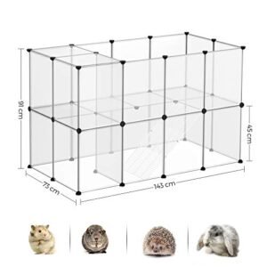 Songmics marsun leikkikehä, C- ja C-häkki portailla, 143 x 73 x 91 cm, lemmikkiharjoitus, tee-se-itse muoviaita hamstereille, kaneille, pienille lemmikeille, läpinäkyvä LPC005W01 - Image 6