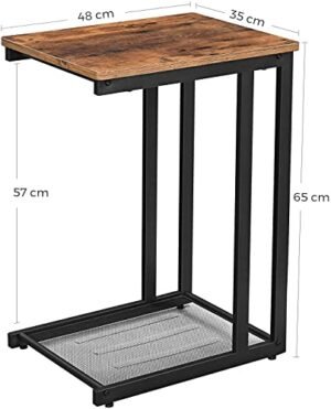 Vasagle sivupöytä, päätypöytä, yöpöytä verkkohyllyllä, aamiainen sängyn vieressä, sohvan alla, makuuhuoneessa olohuoneessa, helppo kasata, tilaa säästävä, teollinen, rustiikki ruskea Lnt51x - Image 5