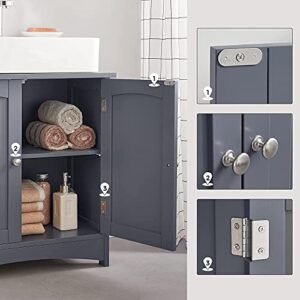 Vasagle Pesualtaan alle Säilytyskaappi Pesualtaan alle Säilytys Kylpyhuoneen Lattiakaappi 2 Ovea Säädettävä Hylly Suuri Säilytys Vapaasti seisova rustiikki 60x30x60cm Harmaa BBC001G01 - Image 6