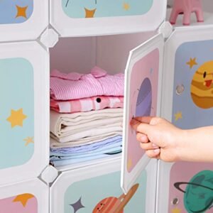 Songmics 10-Cube Kids -säilytysyksikkö, yhdistävä organisointilaite lapsille, Muoviset kuutiohyllyt, Modulaarinen vaatekaappi ovilla vaatteille Kengät Lelukassit, 123 x 31 x 123 cm, Valkoinen LPC903W01 - Image 3