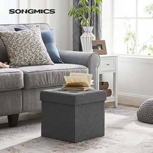 Songmics kokoontaittuva ottomaanien jakkara Jalkatuki ja tekstiilipellava Tummanharmaa 38 X 38 X 38 CM LSF27Z - Image 2