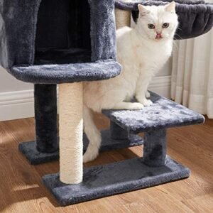 Feandrea Cat Tree, Small Cat Condo 84 cm, Cat Tower, Smoky Grey PCT142G01 - Image 6