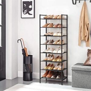 Songmics 8-tasoinen kapea kenkäteline Kenkien säilytysteline 16-24 paria kenkiä tilaa säästävä suuri kapasiteetti pystysuora metallinen kenkäteline 44,6 x 30,5 x 128,5 cm musta LMR028B01 - Image 2