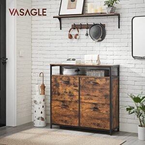 Vasagle LBS803B01 kenkäkaappi 4 läppäisellä kenkätelineellä kenkäteline aulassa 12-20 kenkäparille, 98,3 x 30 x 95 cm, vintage ruskea/musta - Image 2