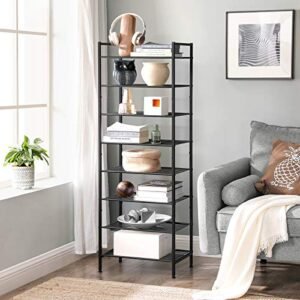 Songmics 8-tasoinen kapea kenkäteline Kenkien säilytysteline 16-24 paria kenkiä tilaa säästävä suuri kapasiteetti pystysuora metallinen kenkäteline 44,6 x 30,5 x 128,5 cm musta LMR028B01 - Image 3