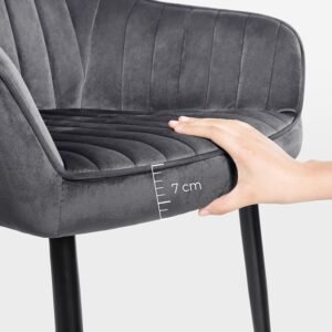 Songmic ruokatuoli, nojatuoli, pehmustettu tuoli käsinojilla, metallijalat, samettipäällinen, istuimen leveys 49 cm, max. 110 kg - työhuoneeseen, olohuoneeseen, makuuhuoneeseen - Image 2