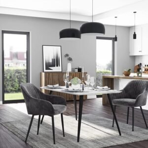Songmic ruokatuoli, nojatuoli, pehmustettu tuoli käsinojilla, metallijalat, samettipäällinen, istuimen leveys 49 cm, max. 110 kg - työhuoneeseen, olohuoneeseen, makuuhuoneeseen - Image 3