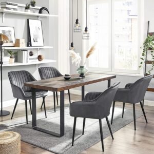 Songmic ruokatuoli, nojatuoli, pehmustettu tuoli käsinojilla, metallijalat, samettipäällinen, istuimen leveys 49 cm, max. 110 kg - työhuoneeseen, olohuoneeseen, makuuhuoneeseen - Image 4
