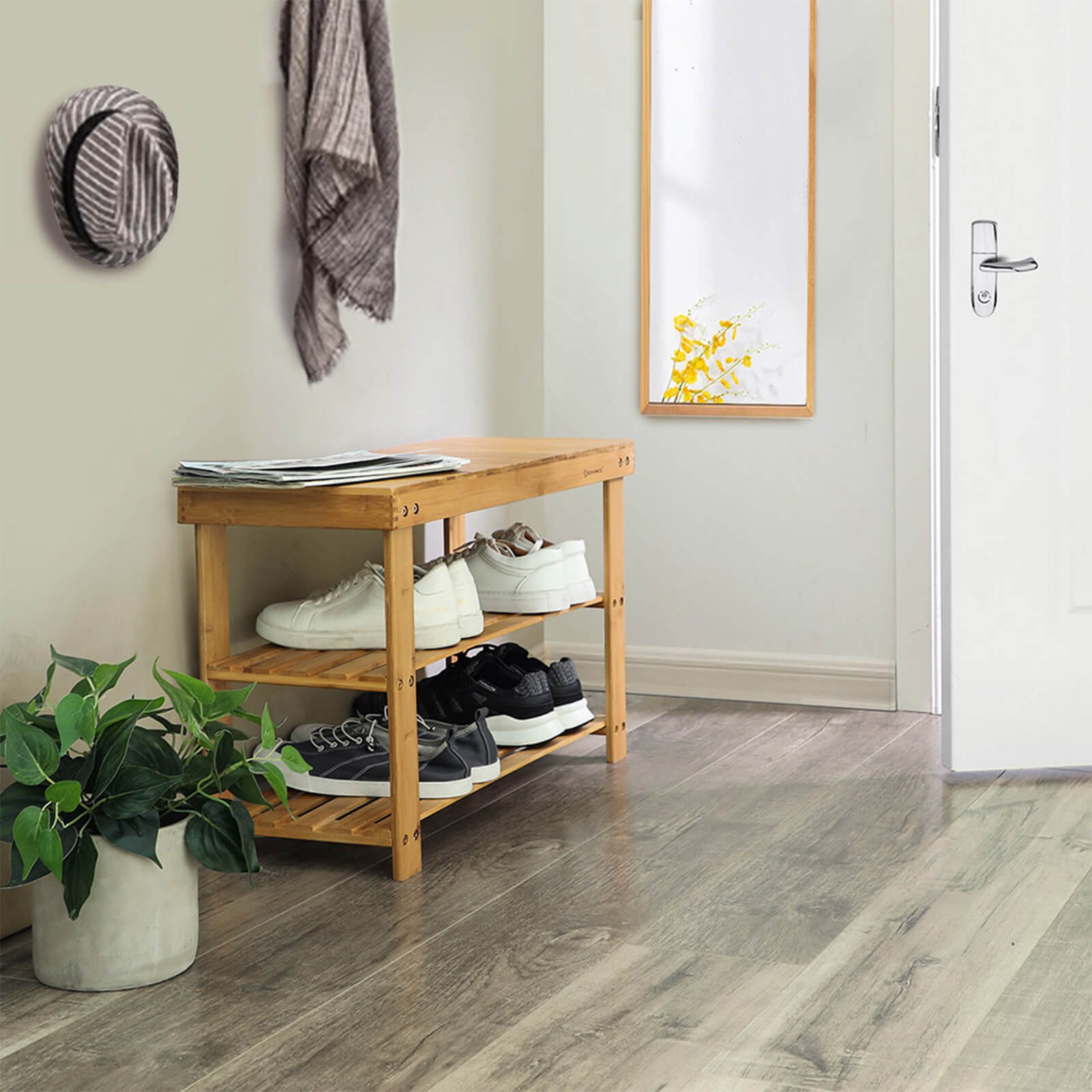 Kenkäteline bambu – kylpyhuone / olohuone 70 x 28 x 45 cm - Image 3