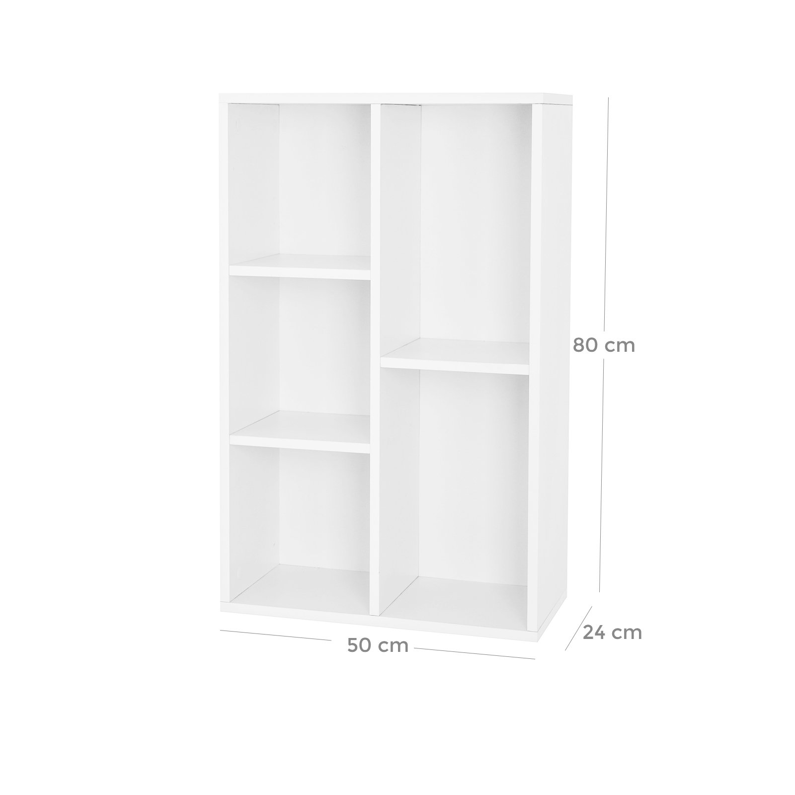 Kirjahylly 5 lokeroa valkoinen – toimisto 50 x 24 x 80 cm - Image 3