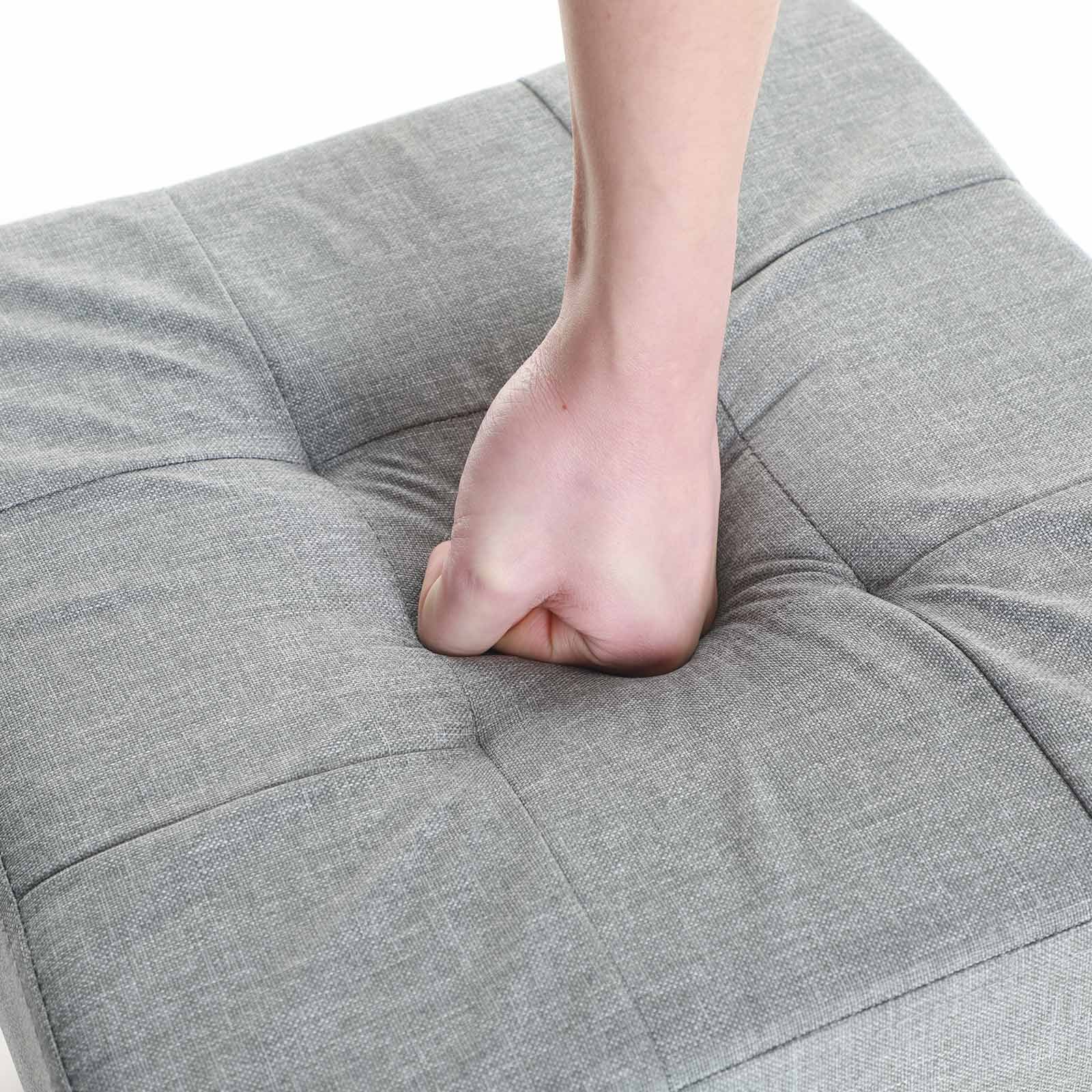 Säilytysrahi taitettava pehmustettu istuin tilansäästävä puu harmaa - Image 5