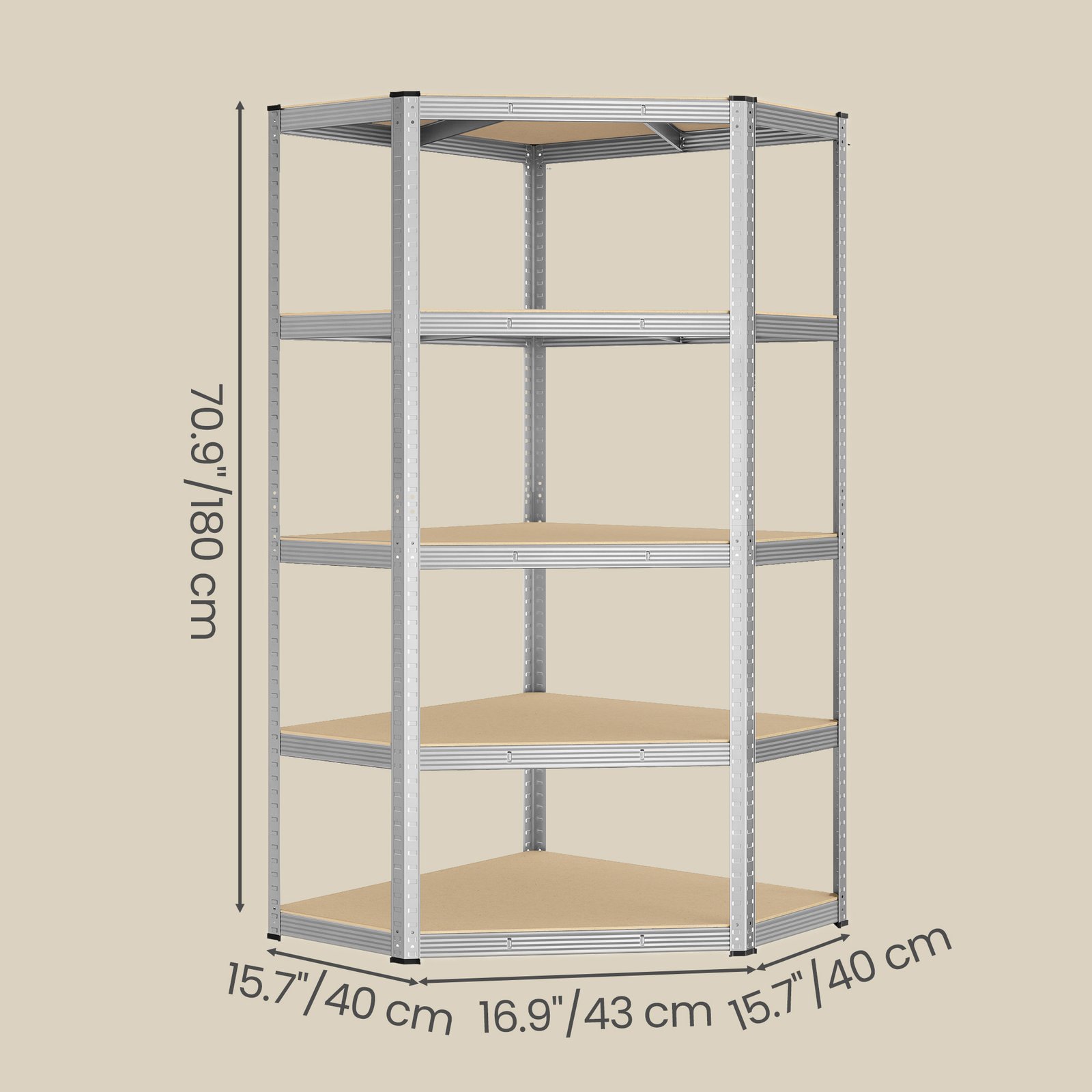 Kulmahylly beige 70 x 40 x 43 cm metalli - Image 2