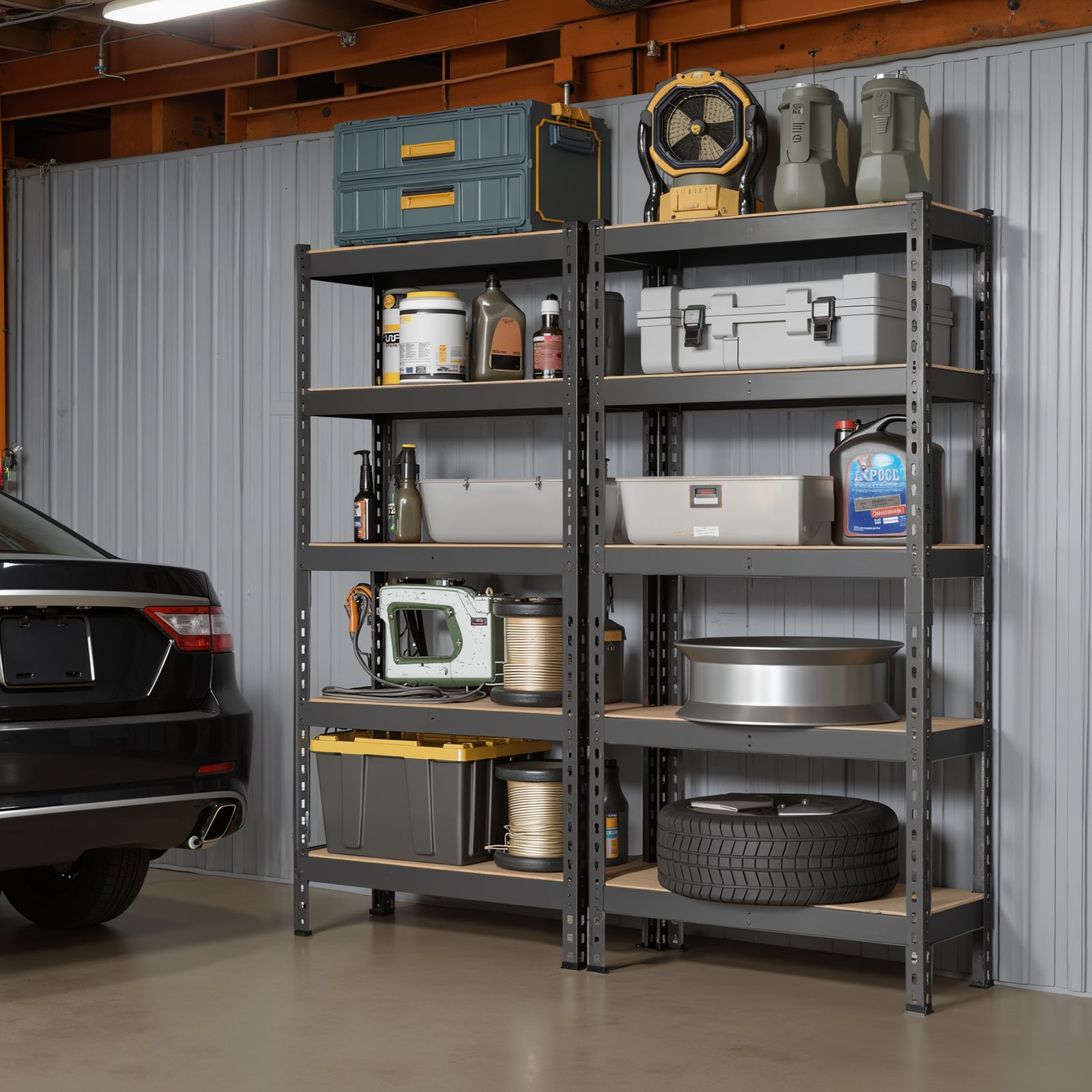 Säilytyshylly säädettävä musta – toimisto - Image 2