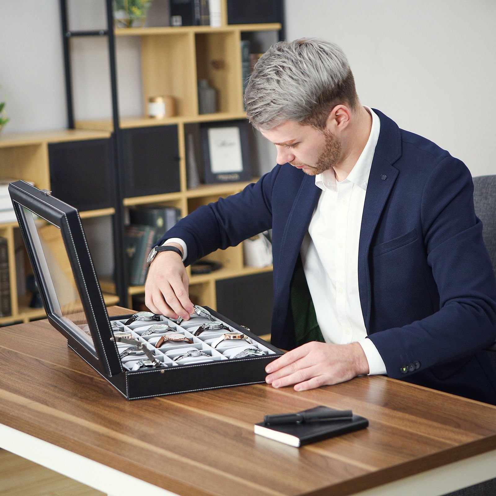 Säilytyslaatikko lukollinen tekonahka musta - Image 3