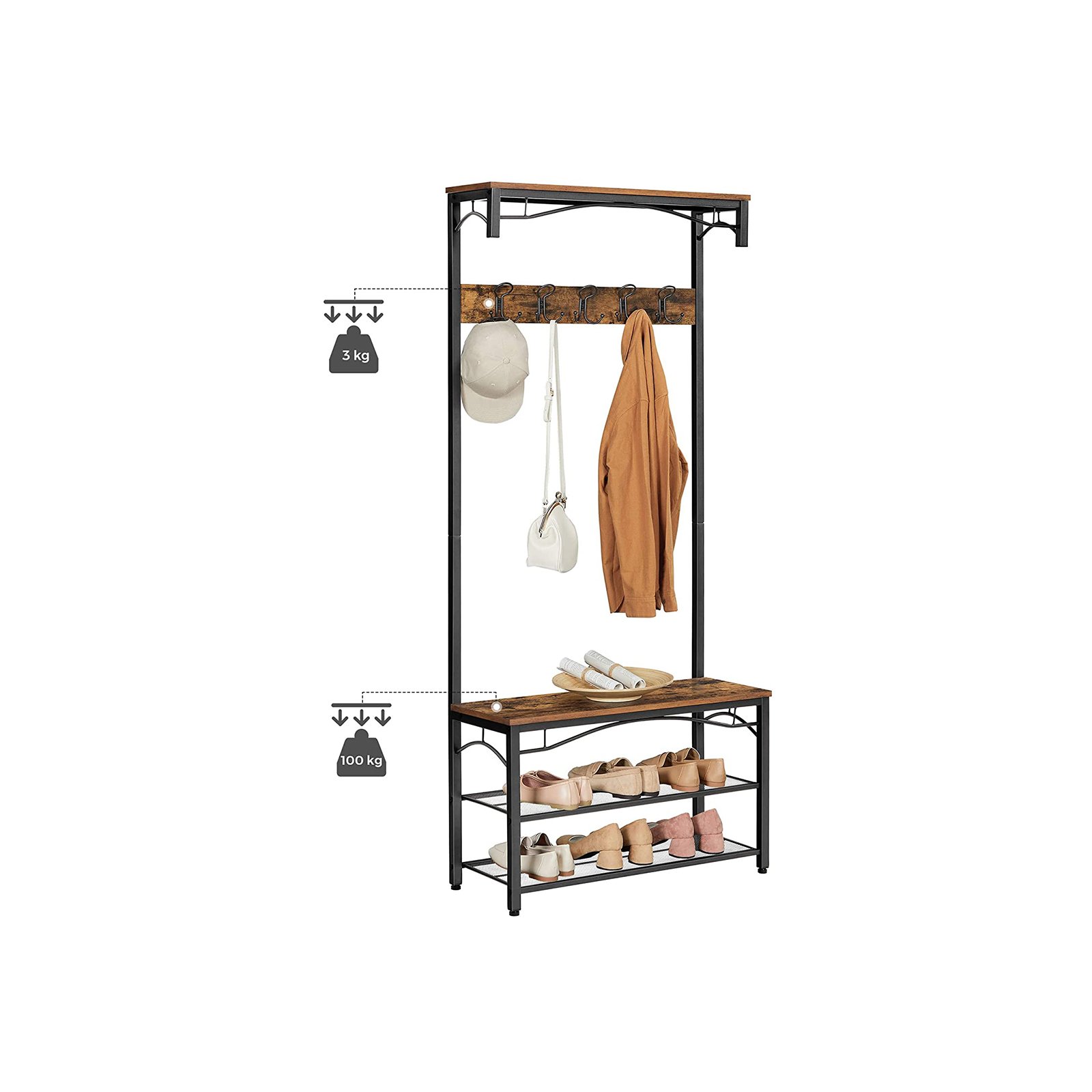Kenkäteline teollinen tyyli metallirungolla 80 x 32 x 178,5 cm - Image 6