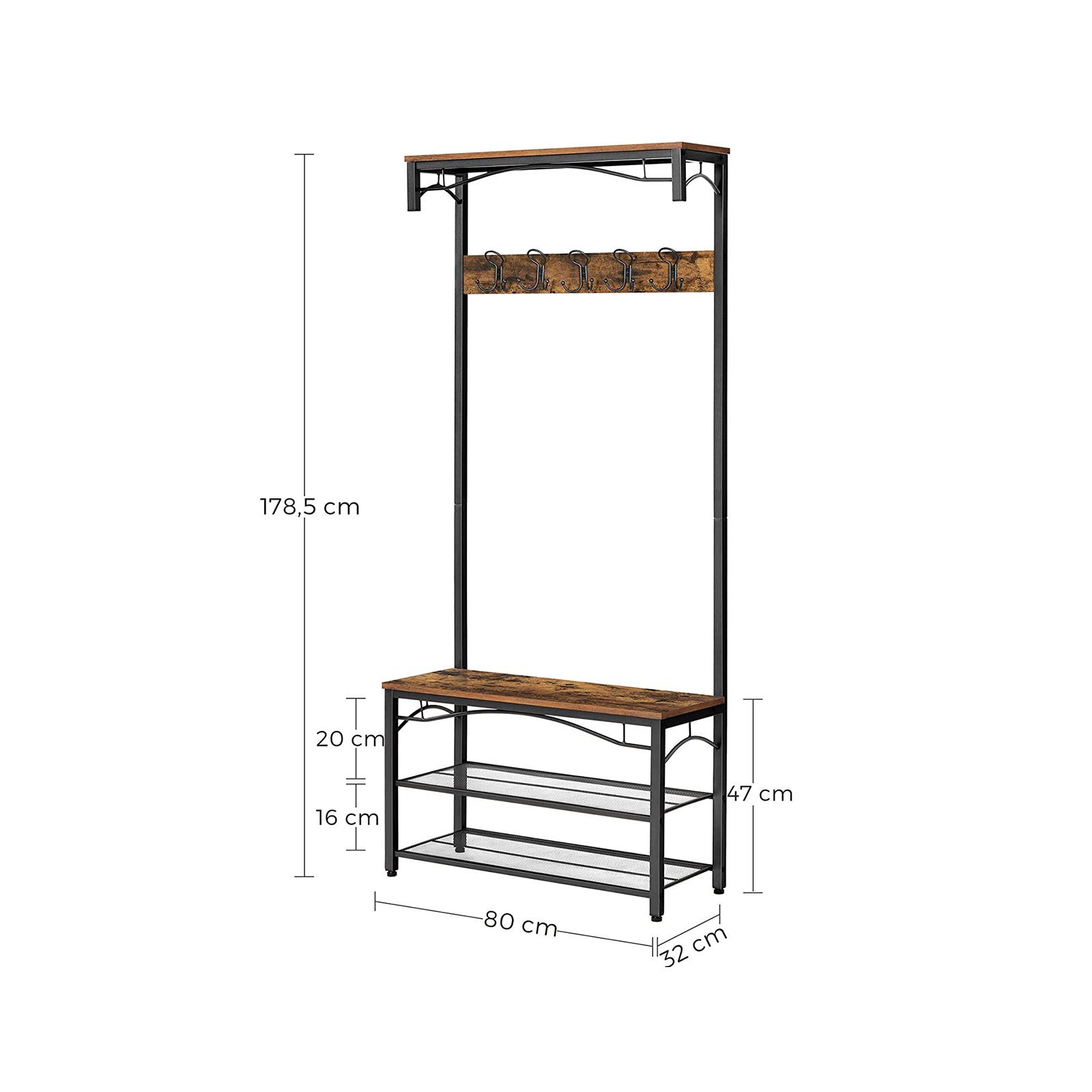 Kenkäteline teollinen tyyli metallirungolla 80 x 32 x 178,5 cm - Image 7