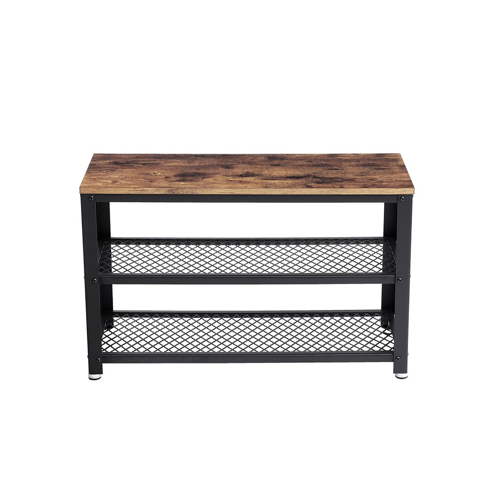 Kenkäteline teollinen tyyli teräs musta – olohuone 73 x 30 x 45 cm - Image 2