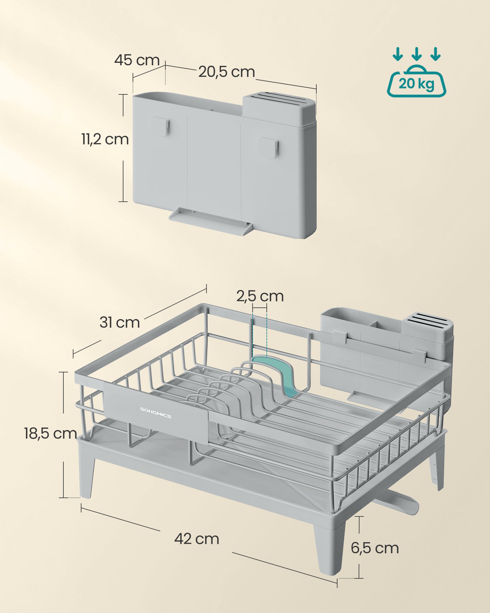 Astiankuivausteline, Astiankuivausteline keittiötasolle, 360° kääntyvä ja - Image 5