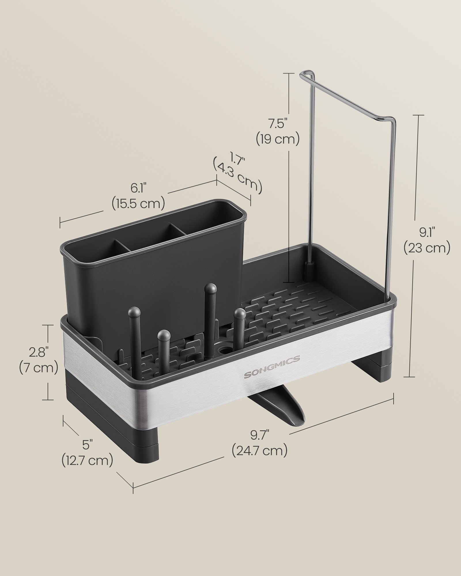 Keittiön pesuallas Caddy Tidy, pesualtaan järjestäjä sienipidikkeellä - Image 6