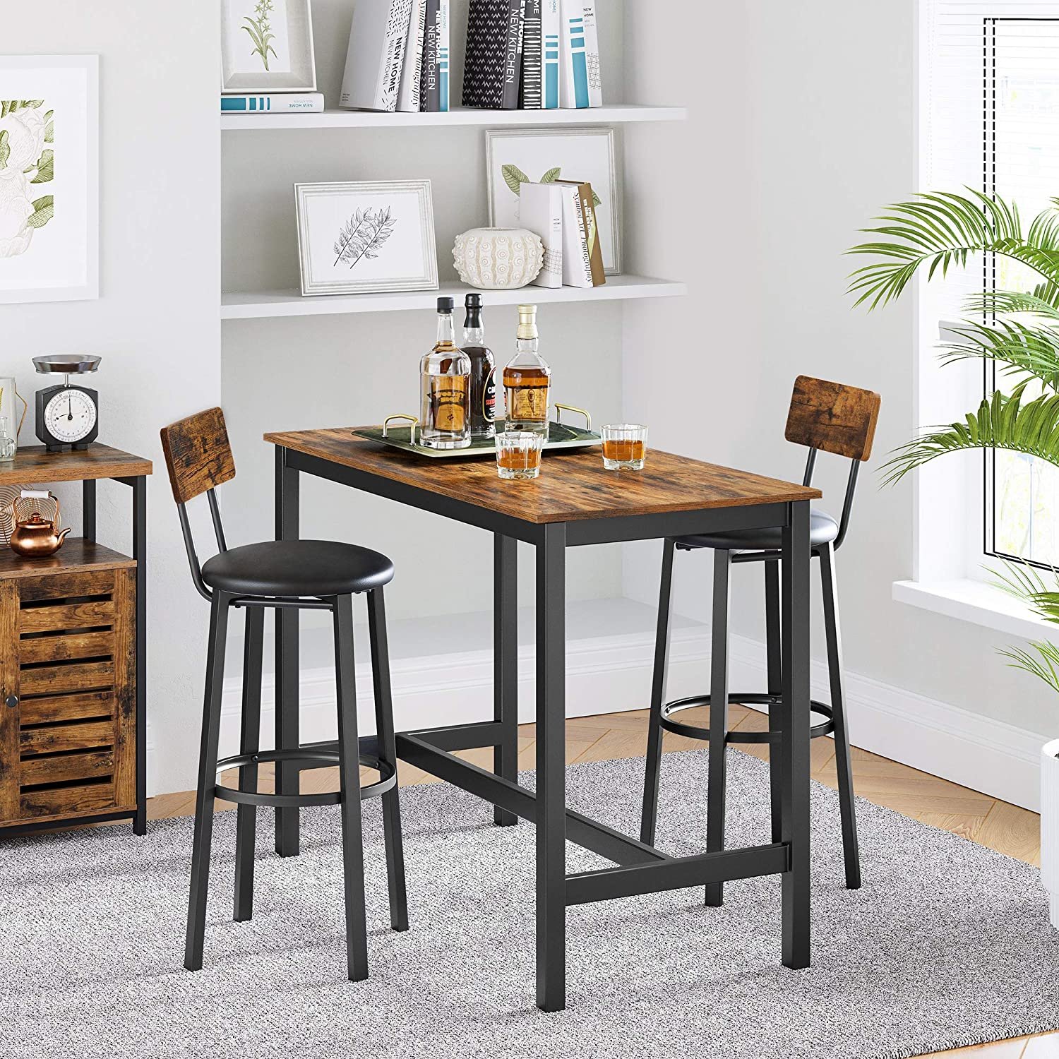 Baarituoli helppo koota vintage musta – keittiö 39 x 39 x 100 cm - Image 2