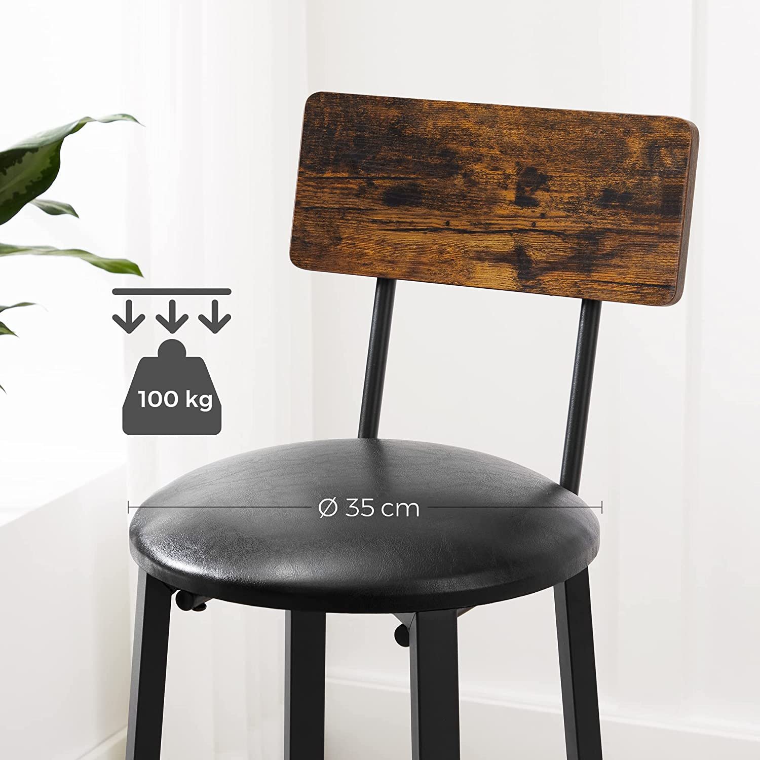 Baarituoli helppo koota vintage musta – keittiö 39 x 39 x 100 cm - Image 6