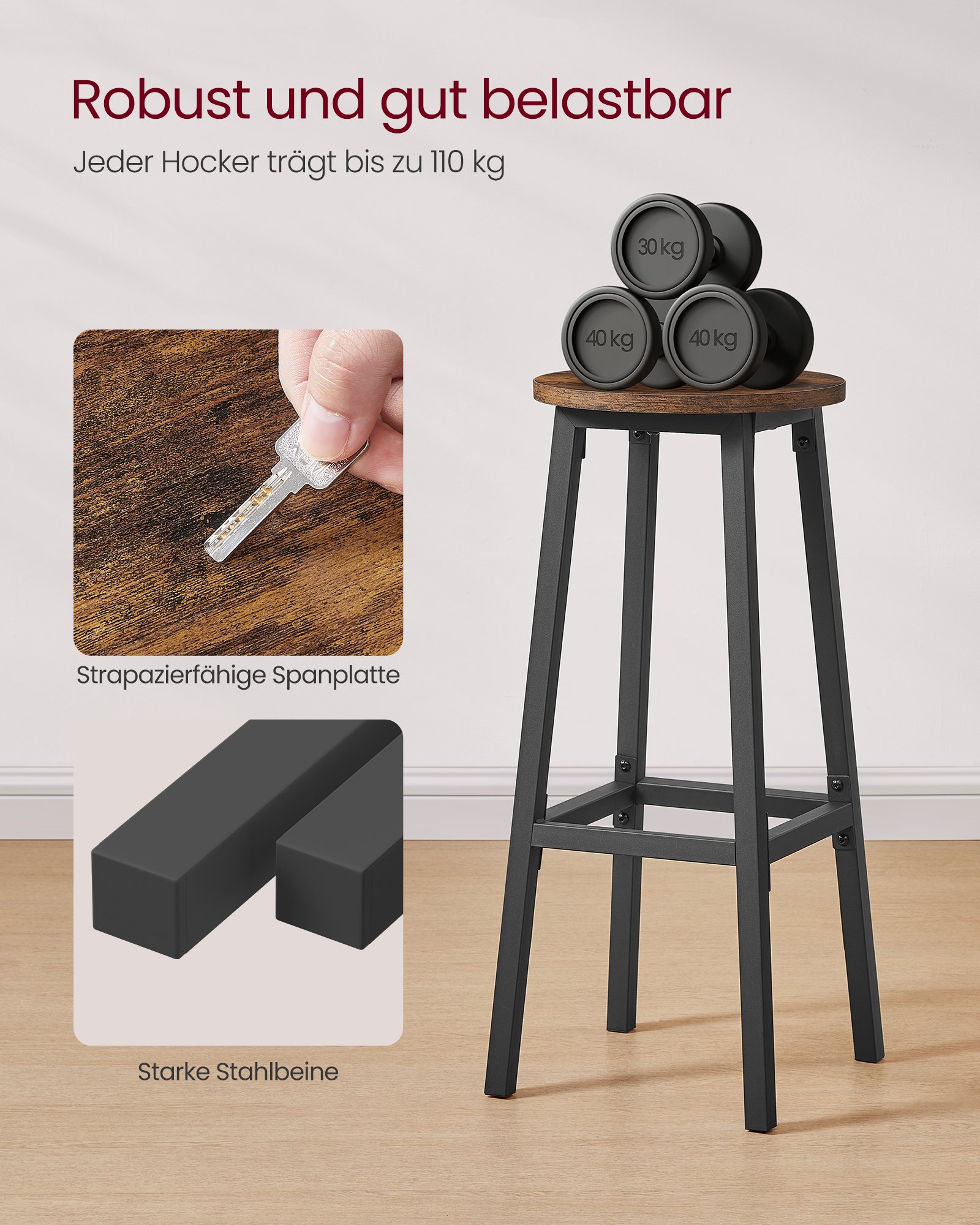 Baarituoli helppo koota maalaistalo metalli musta – olohuone / keittiö - Image 3