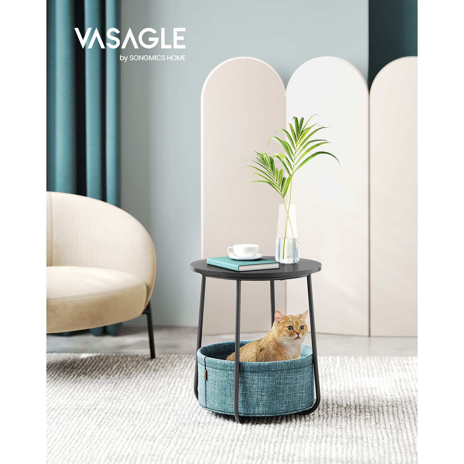 Sivupöytä moderni kangas musta – makuuhuone / olohuone - Image 2