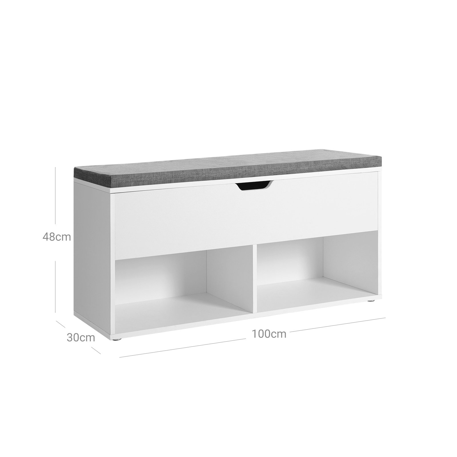 Kenkäpenkki pehmustettu istuin valkoinen – makuuhuone 100 x 30 x 48 cm - Image 6