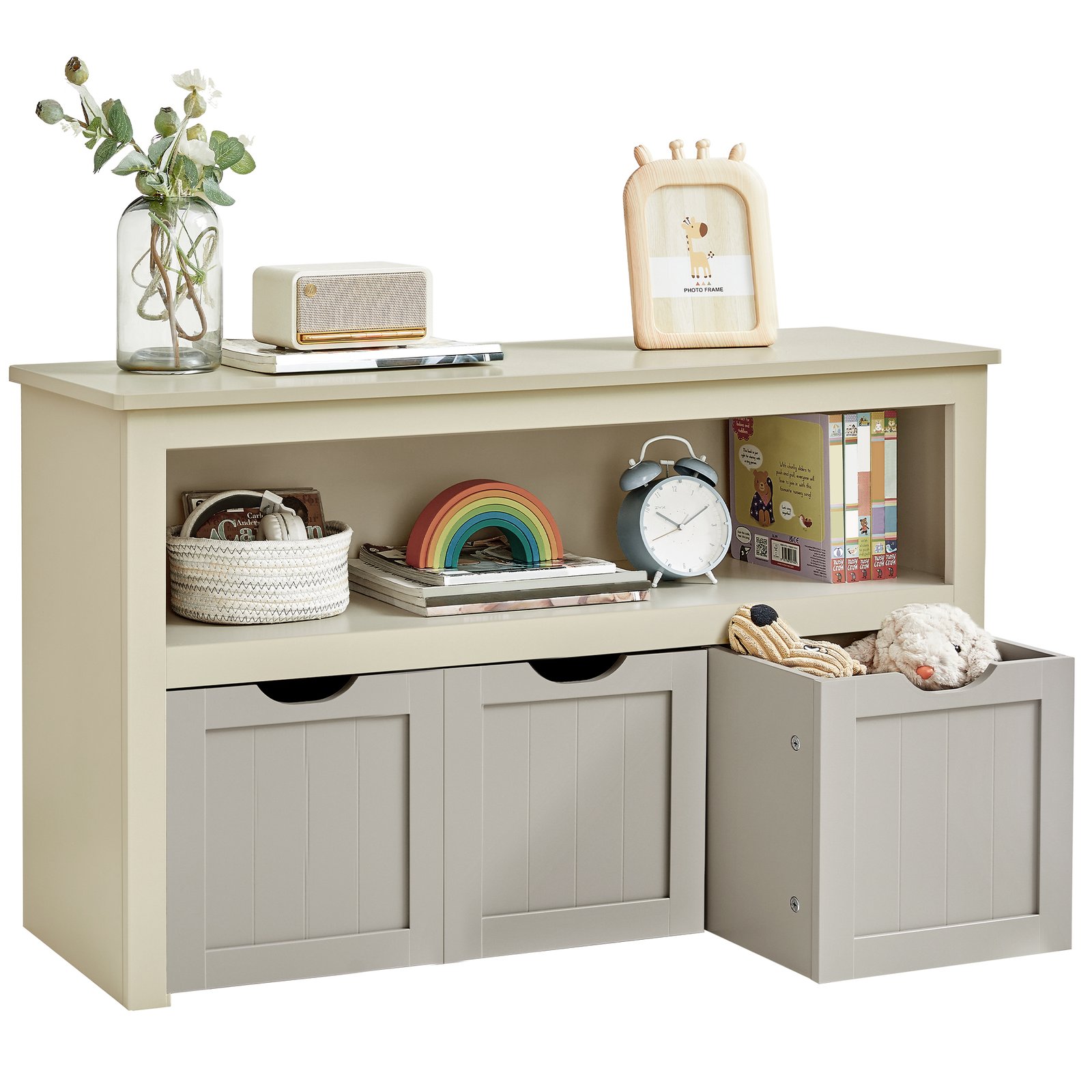 Kirjahylly pyörillä beige – olohuone / lastenhuone 30 x 102 x 60 cm - Image 2