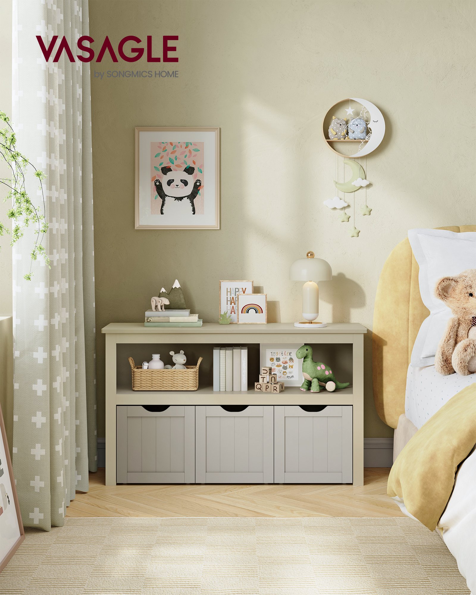 Kirjahylly pyörillä beige – olohuone / lastenhuone 30 x 102 x 60 cm - Image 3