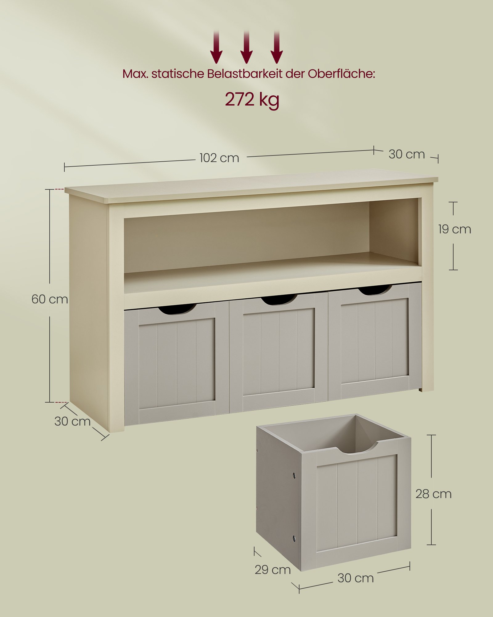 Kirjahylly pyörillä beige – olohuone / lastenhuone 30 x 102 x 60 cm - Image 6