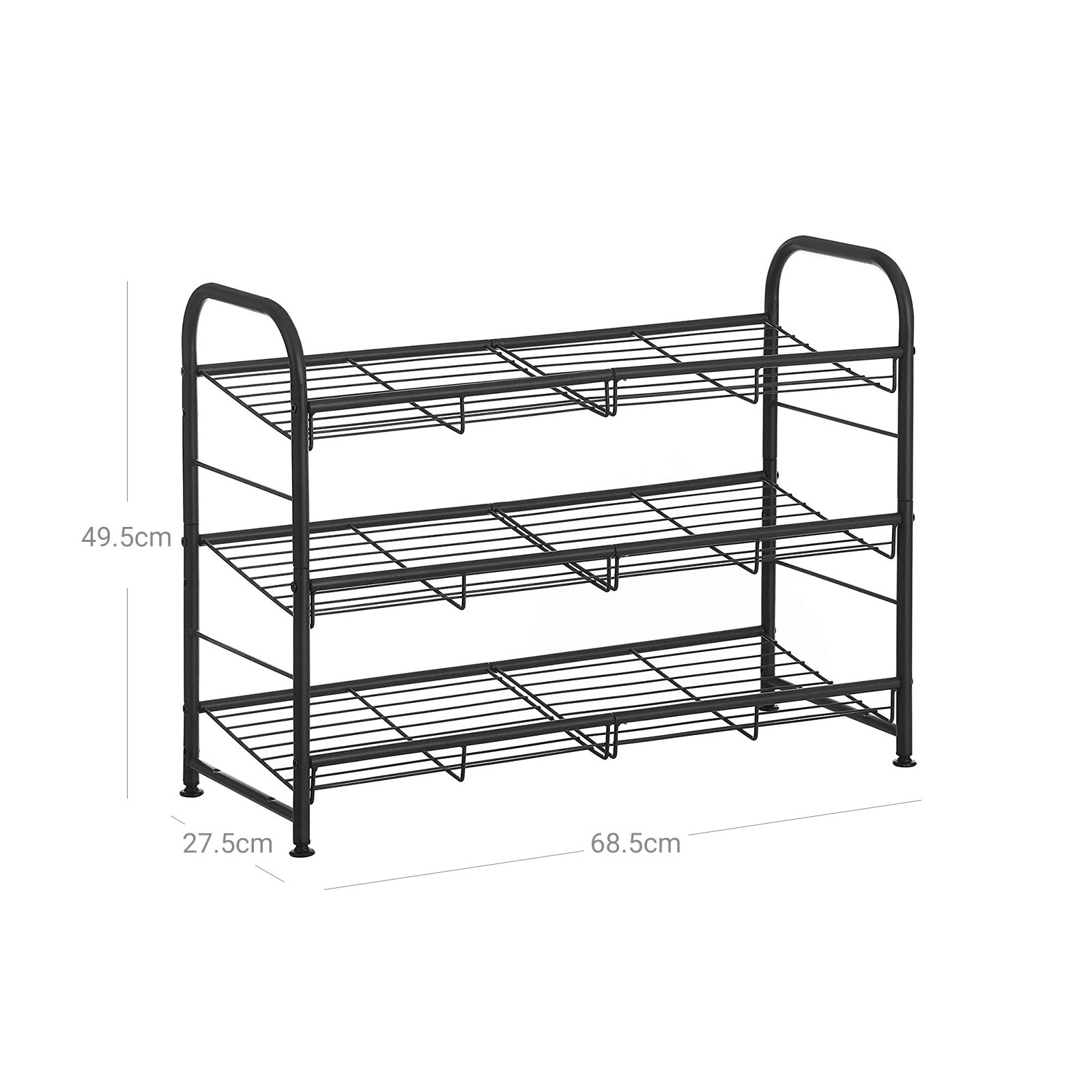 Kenkäteline pinottava teräs musta 68,5 x 27,5 x 49,5 cm - Image 6