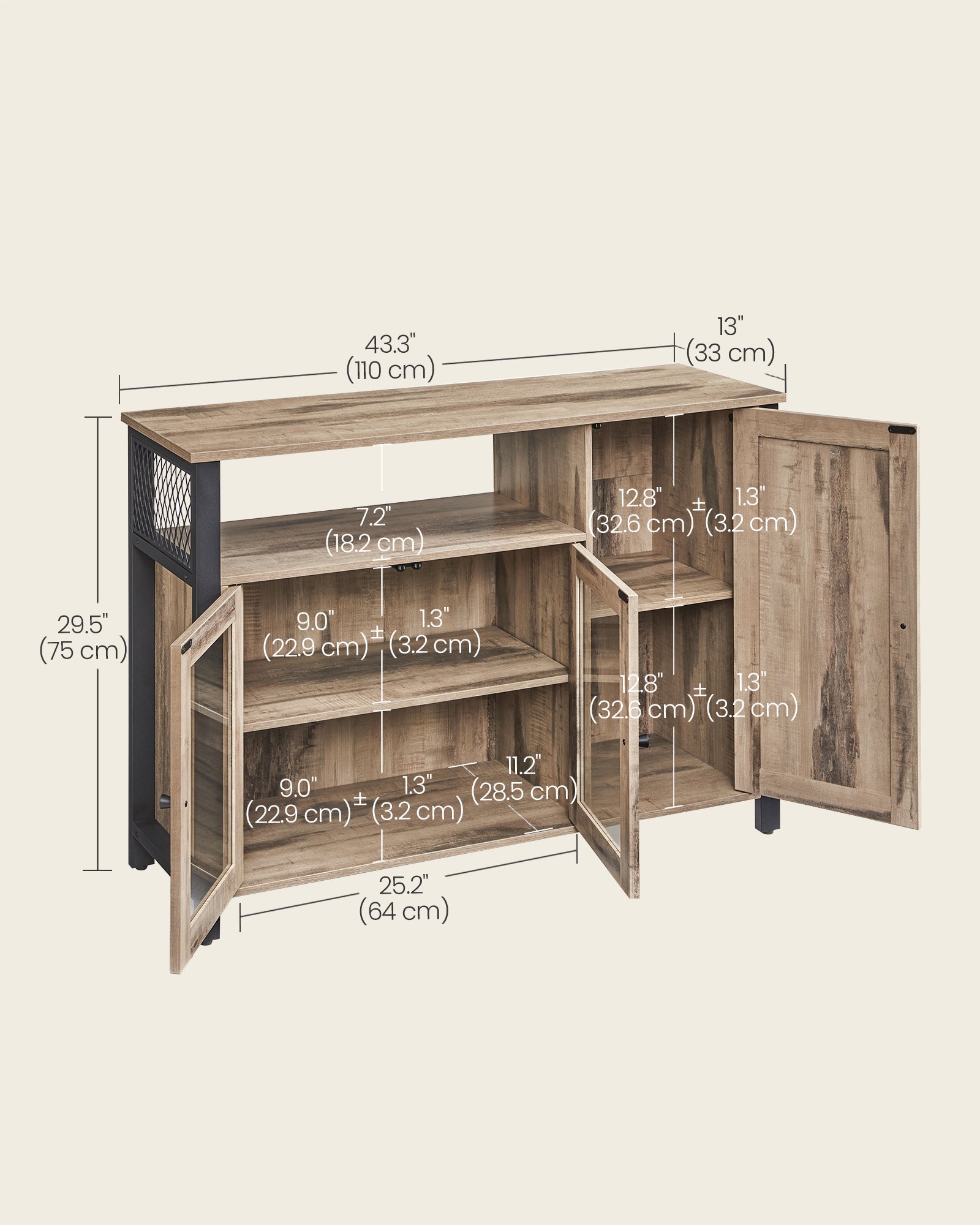 Säilytyskaappi teollinen tyyli musta – olohuone / keittiö - Image 6