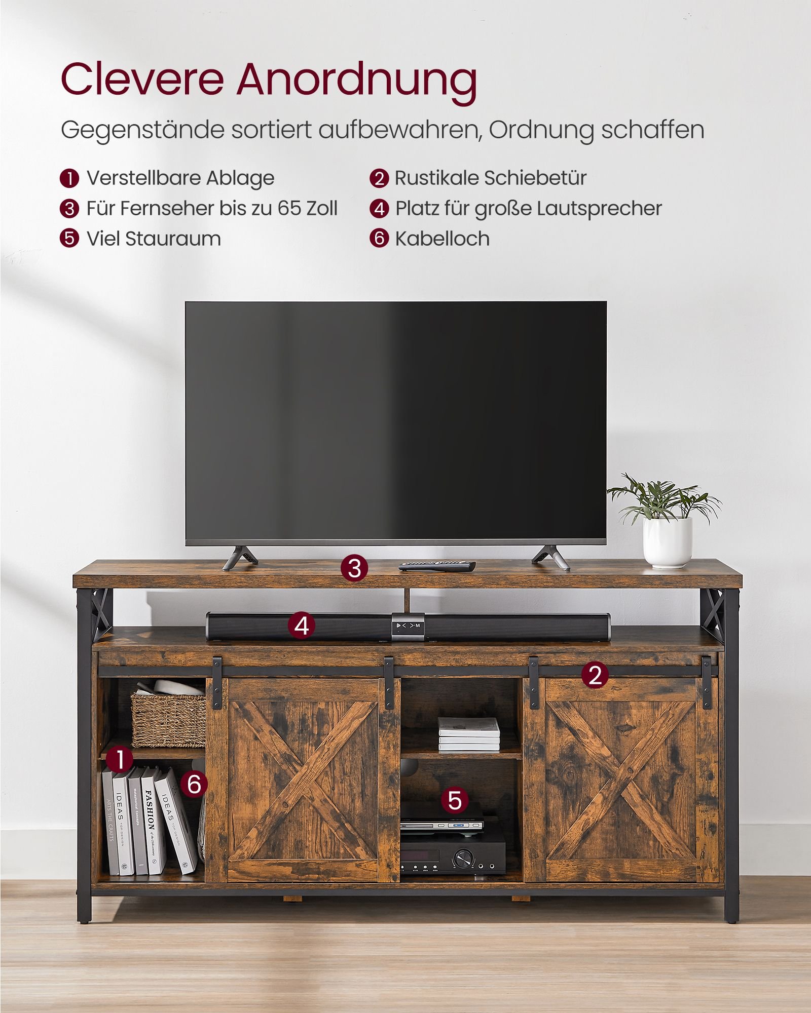 TV-taso säädettävä rustikki musta metalli - Image 6