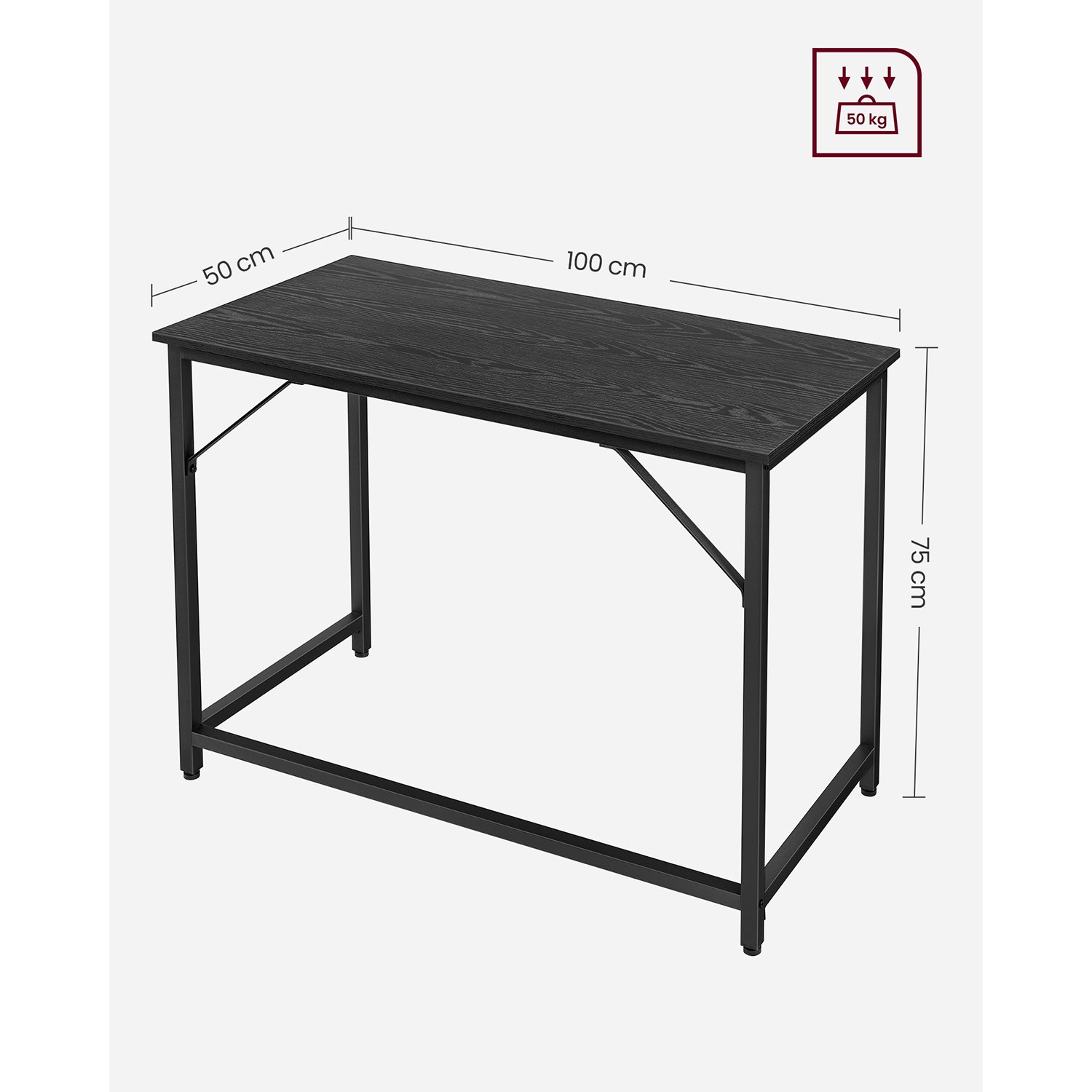 Yöpöytä teollinen tyyli musta – makuuhuone / toimisto 50 x 100 x 75 cm - Image 6