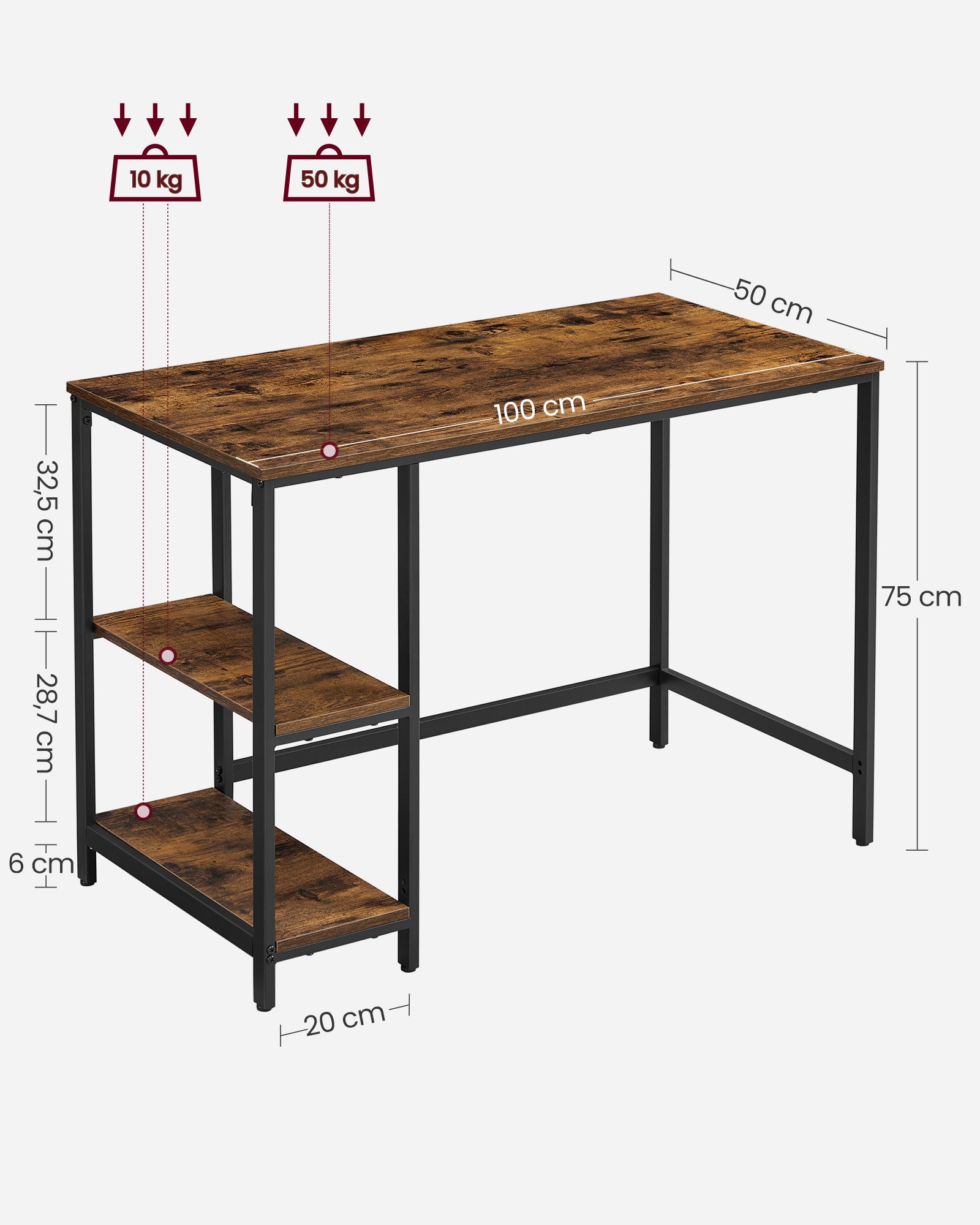 Yöpöytä teollinen tyyli teräsrunko musta – olohuone / toimisto - Image 7